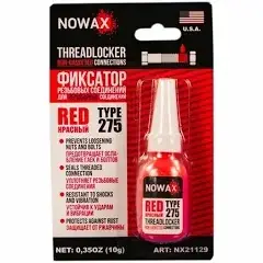 Фіксатор різьблення червоний (для нерозбірних з'єднань) NOVAX NX21129 10 мл